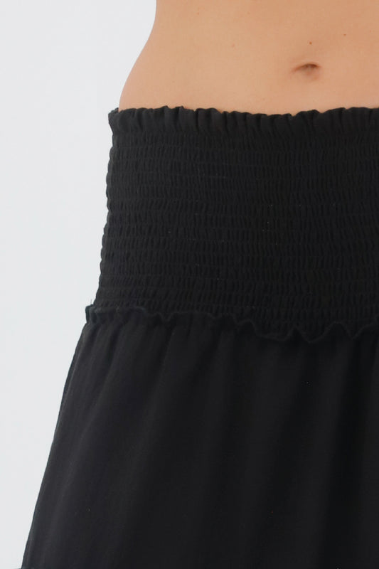 Black Flora Long Skirt