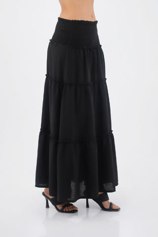 Black Flora Long Skirt