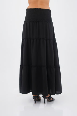 Black Flora Long Skirt
