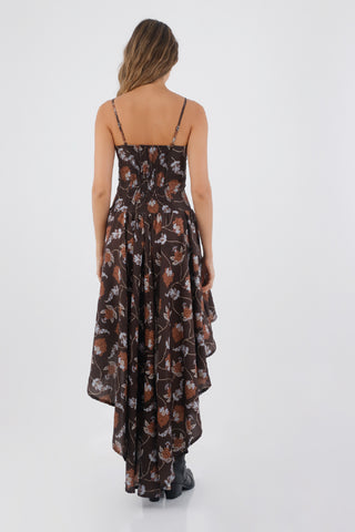 Brown Print Zahara Long Dress