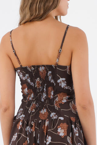Brown Print Zahara Long Dress