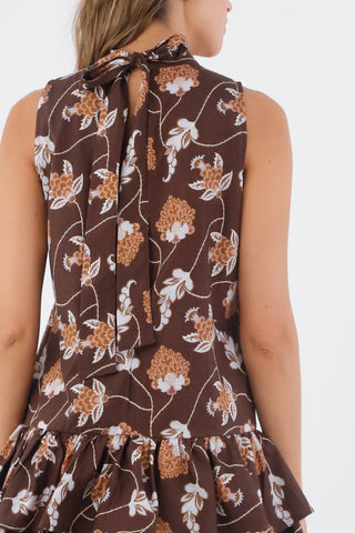 Brown Print Olivia Short Dress