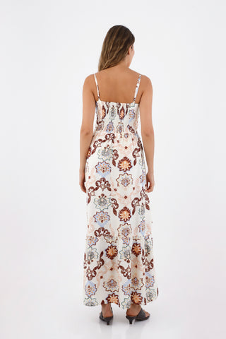 Ivory Print Palma Long Dress