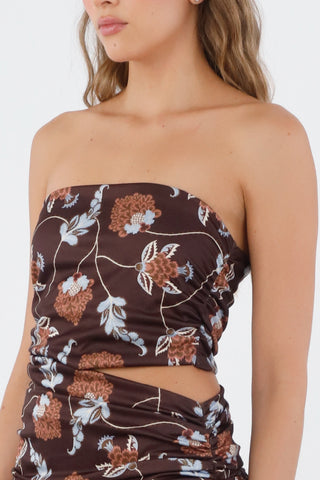 Brown Print Grecia Long Dress