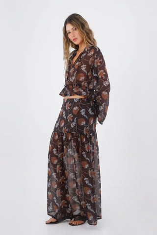 Brown print Keira Shirt
