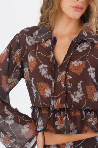 Brown print Keira Shirt