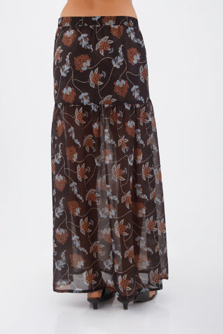Brown Print Keira Long Skirt