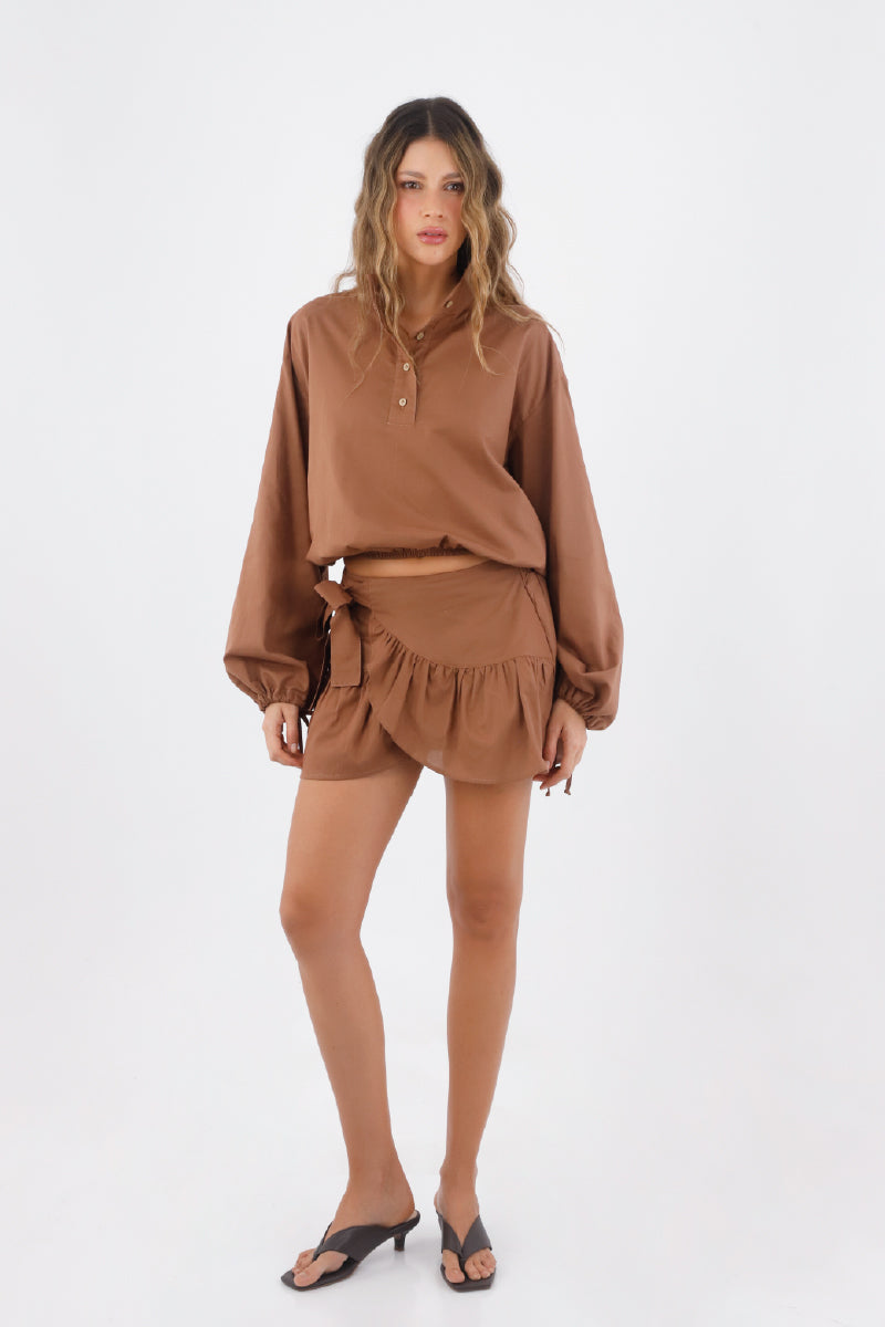 Brown Amalfi Short Skirt