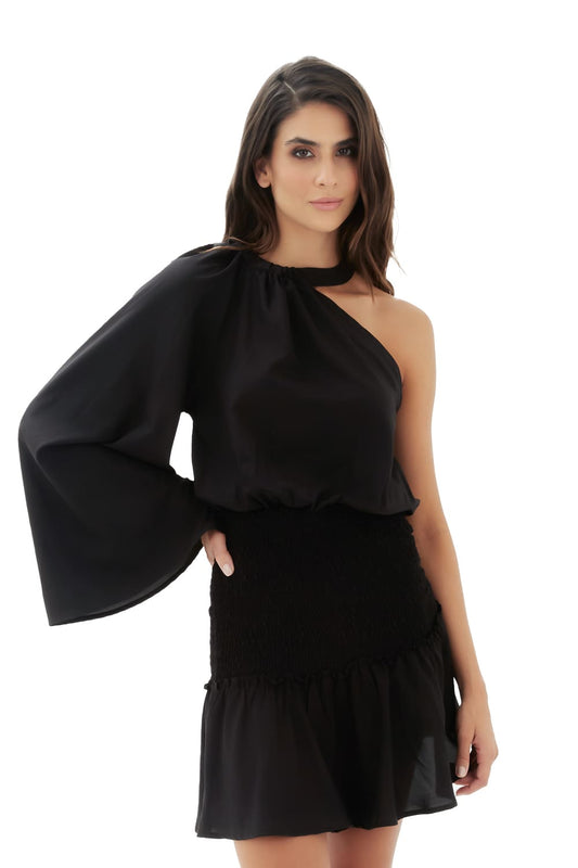 Black Shine On Mini Dress for woman