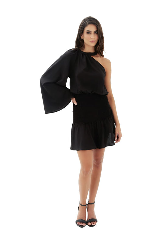 Black Shine On Mini Dress for woman