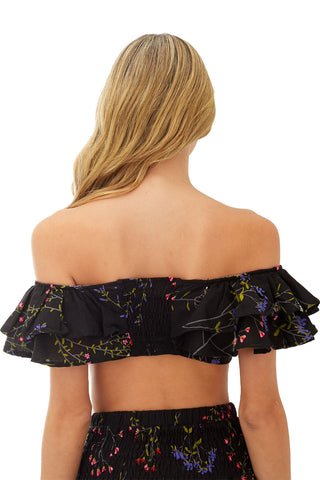 Print Black Fiore Top for woman