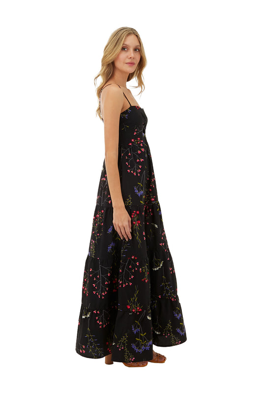 Print Black Mimosa Long dress for woman