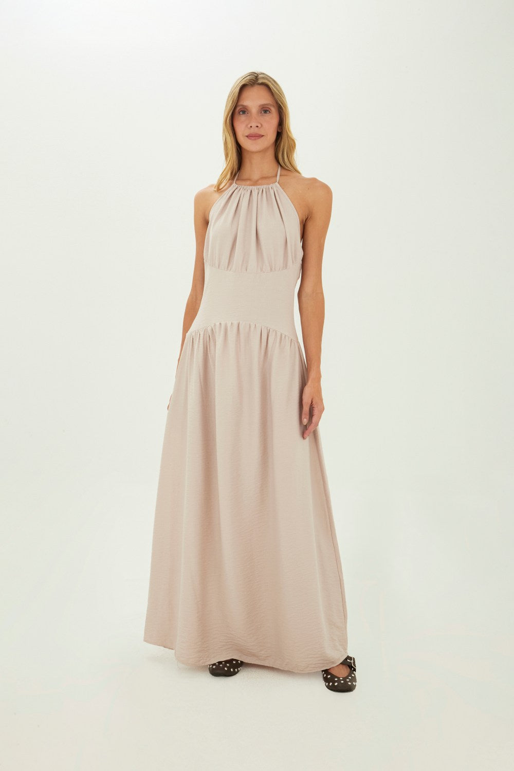 Beige Leah long dress