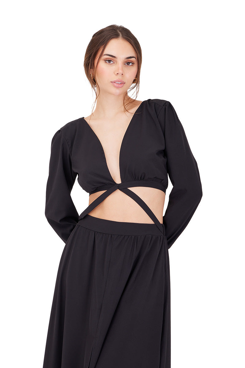 BLACK LONG REVERIE DRESS