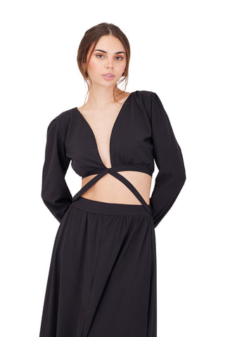 BLACK LONG REVERIE DRESS