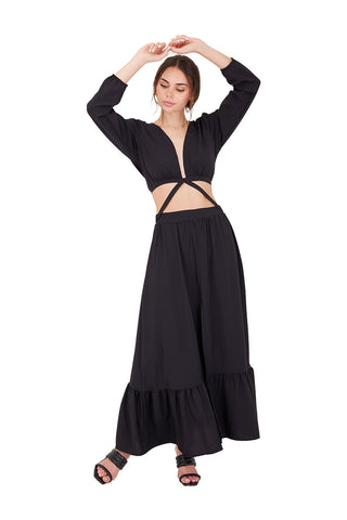 BLACK LONG REVERIE DRESS