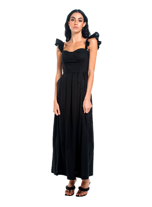 Black Flora Long dress for woman