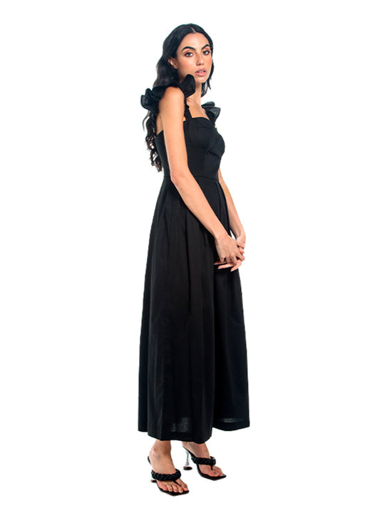 Black Flora Long dress for woman