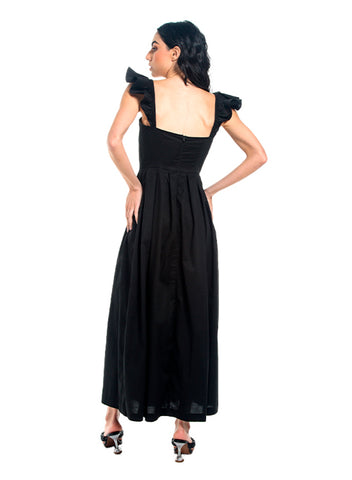 Black Flora Long dress for woman